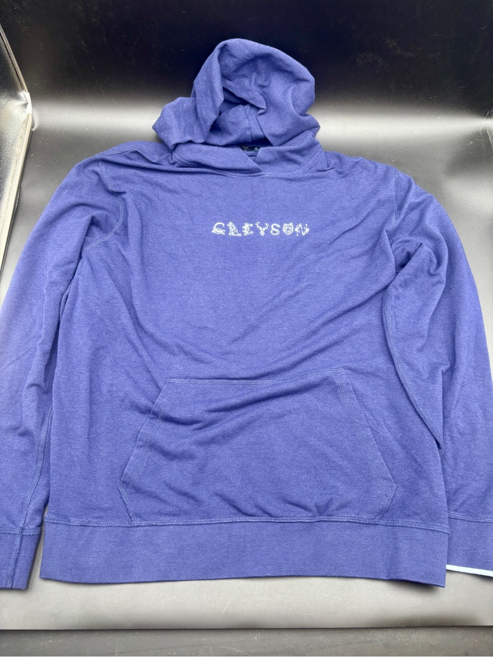 Greyson Clothiers Men's XL Gothic Logo Pima Cotton Blend Hoodie Blue/Purple